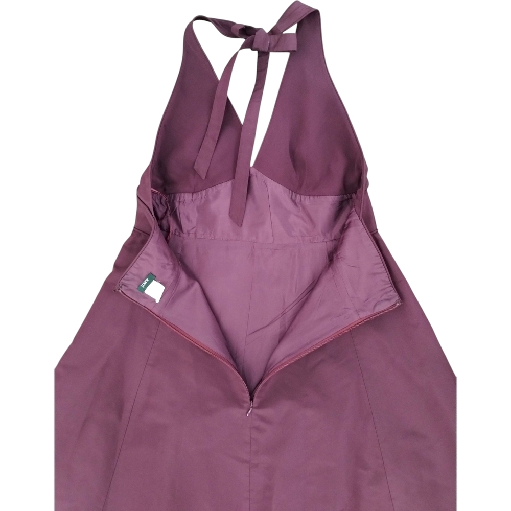 J.Crew 2006 100% Silk Halter Fit & Flare Midi Dress Purple Y2K 10 - Picture 7 of 9